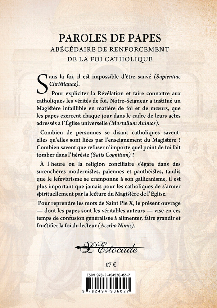 Paroles de Papes - Abécédaire de renforcement de la foi catholique.