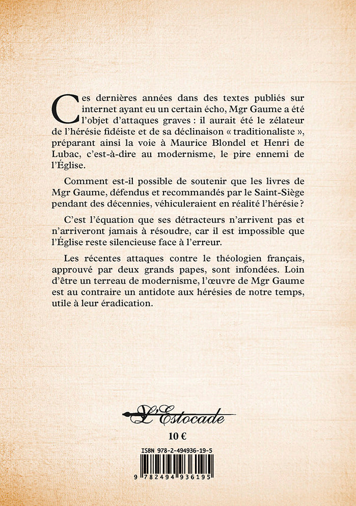 Défense de Mgr Gaume - Rome a parlé